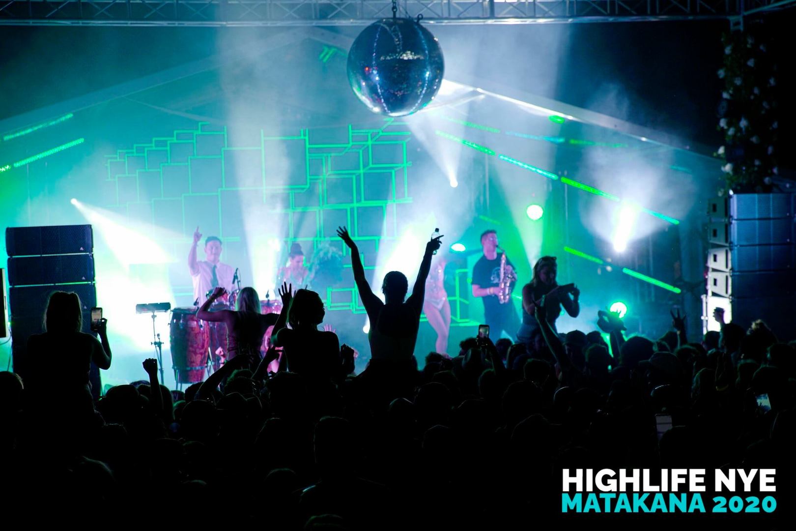 In front of stage celebration